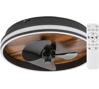 Rabalux Noir Plafonnier LED avec ventilateur Faustine 470mm 30W CCT avec DO 71016