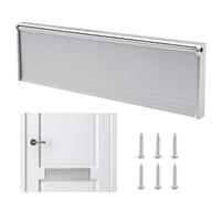 Rabat de boîte aux lettres de porte de 29,9 cm avec brosse et rabat pour intérieur ou extérieur, convient pour portes en bois composite UPVC, argenté
