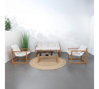 Rabat salon de jardin 5 places contemporain marron et coussins beiges