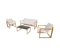 Rabat salon de jardin 5 places contemporain marron et coussins beiges