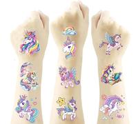 RabbFit Lot de 10 feuilles de tatouages licorne pour filles, petits cadeaux pour enfants, respectueux de la peau