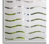Rabbitgoo Film adhesif vitrage motif Vague Anti UV Depoli Film pour Vitre Protection Intimité pour Maison Bureau 45x300cm