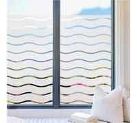 Rabbitgoo Film adhesif vitrage motif Vague Anti UV Depoli Film pour Vitre Protection Intimité pour Maison Bureau 90x300cm