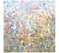 rabbitgoo Film Fenetre Anti Regard Arc-en-Ciel 60x400cm, 3D Vitrail