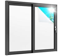 rabbitgoo Film Occultant Fenêtre Blanc Lait avec Grille Facile à Couper 90x200cm, Film Opaque Fenetre Electrostatique Anti UV Amovible, Brise Vue Fenetre Dépoli pour Salle de Bain Chambre Cuisine