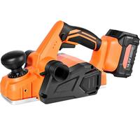 Rabot à main sans fil, largeur de coupe de 82 mm, raboteuse électrique à main de 15 000 tr/min avec batterie au lithium 18 V 4 Ah, moteur sans balais, profondeur de coupe réglable, sac de collecte de