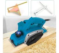 Rabot électrique - Rabot à main 800 W - Profondeur de rabotage réglable - Poignée ergonomique - Moteur en cuivre - Pour les bricoleurs et les professionnels - Bleu