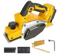 Rabot Électrique Sans Fil avec Moteur Brushless Compatible avec DeWalt Batteries 20V, Largeur de Rabotage 82mm, Profondeur Réglable 0-2mm, Pour Travaux sur Bois et Bricolage (Batterie Non Incluse)