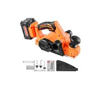 SucceBuy Rabot à bois sans fil, largeur de coupe 82 mm, 15000 tr/min Rabot électrique avec batterie lithium 4,0 Ah 18 V, moteur sans balais, profondeur de coupe réglable et sac à poussière, idéal pour