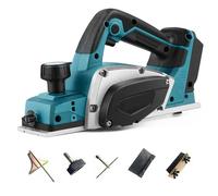 Rabot Sans Fil compatible avec Makita 18V Batterie, 3200 tr/min, Largeur de Rabotage 82mm et Profondeur ajustable de 0 à 2mm, Raboteuse à Main électrique pour menuiserie et bricolage de meubles