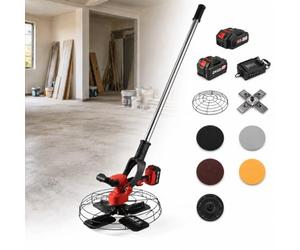 Raboteuse à béton, Ponceuse à plafond, Ponceuse murale sur rail | Sans Fil, Moteur Cuivre, 6 Vitesses, Truelle 46cm, 600-900W, pour Compactage & Finition(22500mAh)