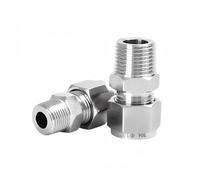 Raccord à compression double virole en acier inoxydable 304, 6, 8, 10, 12 mm de diamètre extérieur for tube vers adaptateur filetage mâle BSPP G 1/8", 1/4", 3/8", 1/2"(6mm,1-4 BSPP)