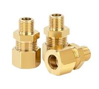 Raccord à Compression en Laiton Ø Extérieur 8 mm x 3/8" Mâle, Raccord Droit à Double Bague pour Eau, Air, Gaz, Huile & Systèmes Hydrauliques - Lot de 3