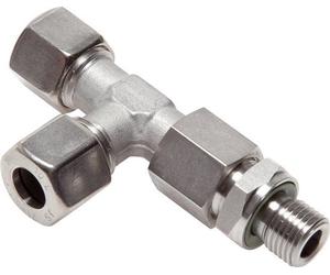 Raccord à compression en T à angle droit 12S & G3/8'' en acier inoxydable avec filetage mâle 400 bar reglable ISO 8434-1