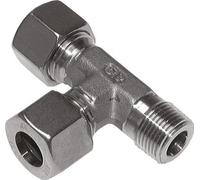 Raccord à compression en T à angle droit en acier inoxydable 18L et M22x1.5 (con) avec filetage mâle 315 bar ISO 8434-1