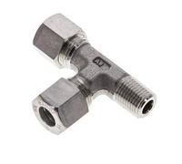 Raccord à compression en Te à angle droit 10L & R1/4'' en acier inoxydable avec filetage mâle 315 bar ISO 8434-1