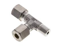 Raccord à compression en Te à angle droit 8S & R1/4'' en acier inoxydable avec filetage mâle 500 bar ISO 8434-1