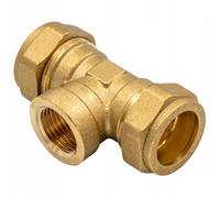 Raccord À Compression Pour Tube Cuivre Té Avec Filetage Femelle 22x1/2"x22 - Raccord En Laiton Certifié DVGW - Pour Chauffage, Eau, Installations Solaires Et Air Comprimé