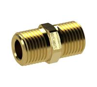 Raccord à double filetage R 1 a, R 1 1/4 a, SW 44, laiton, pression de travail max. 25 bars, tampon de fonctionnement. Charge maximale : 150°C