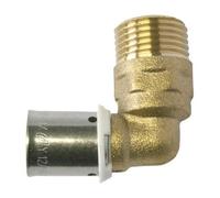 Raccord coudé à sertir pour tube PER Ø16 - Mâle 15/21