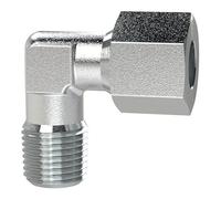 Raccord à vis coudé R 1/2 A, diamètre extérieur du tube 16 mm, PN max. 400 bars, SW1 30, SW2 24, acier galvanisé.
