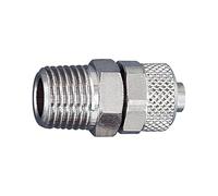 Raccord à visser droit AG conique R 3/8 pour tuyau 12/10 mm, SW 17, pression de travail max. 18 bar, laiton nickelé