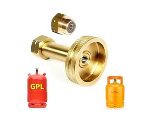 Raccord Adaptateur pour Remplissage de Bouteille Gaz Liquide Camping :: Avec Joint :: GPL Propane Butane 6kg 11kg et 1kg 2kg 3kg 5kg Eurocamping Reservoir W21,8 21,8mm W20 20mm :: Long, Pratique!