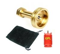 Raccord Adaptateur pour Remplissage de Bouteille Gaz Liquide Camping :: avec Sac en Velours :: avec Joint :: GPL Propane Butane 6 11 13 18kg Reservoir W21,8 21,8mm :: Long, Pratique!
