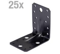 Raccord angulaire Alberts pour charges lourdes, à rainures (set de 25 pièces) - galvanisé - noir - plastifié - 90 x 90 x 65 mm, noir