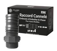 Raccord cannelé PVC 40mm x 1"1/4 BSPT PN10 pour tuyaux flexibles, Lot 4