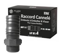 Raccord cannelé PVC 50mm x 1"1/2 BSPT PN10 pour tuyaux flexibles, Lot 4