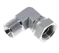 Raccord coudé 90° en acier zingué G 1/2'' M/F 300 Bar - Hydraulique