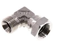 Raccord coudé 90° G 1/2'' M/F en acier inoxydable 300 Bar - Hydraulique