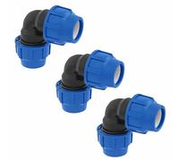 Raccord coudé à 90 degrés 25mm x 25 mm pour tuyau d’eau PE de compression - Raccords de plomberie coudés PN16 - connecteur compatible avec tuyaux PE80 et PE100-3 pièces - SmartProduct