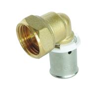Raccord coude à sertir pour tube PER d. 12 écrou-tournant F12/17 - SOMATHERM - 3302-12-12