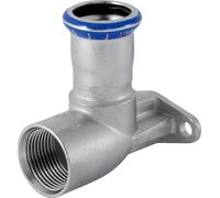 Raccord coudé en acier inoxydable Geberit Mapress, 90°, à bride, Ø15mm x Rp1/2", raccord à sertir x filetage intérieur, lot de 10 pièces.
