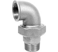 Raccord coudé en fonte malléable Hermann Schmidt DN 25, 1" galvanisé, joint conique, filetage intérieur/filetage extérieur