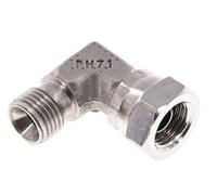 Raccord coudé G 1/4'' M/F en acier inoxydable à 90 degrés 350 Bar - Hydraulique