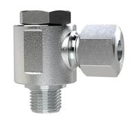 Raccord coudé orientable G 1/8 a, diamètre extérieur du tube : 8 mm, SW1 14, SW2 14, pression de fonctionnement max. 100 bars, acier galvanisé.