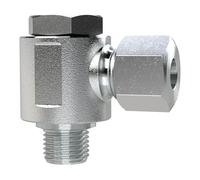 Raccord coudé orientable G 3/8 a, tube extérieur Ø 10 mm, SW1 22, SW2 24, pression de fonctionnement max. 400 bars, acier galvanisé.