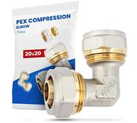 Raccord Coudé PEX-AL-PEX Visser Compression Tube Composite en Aluminium Système de Chauffage Sanitaire 20 x 20 Laiton 90° Connecteur Angulaire
