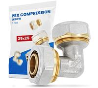 Raccord Coudé PEX-AL-PEX Visser Compression Tube Composite en Aluminium Système de Chauffage Sanitaire 25 x 25 Laiton 90° Connecteur Angulaire