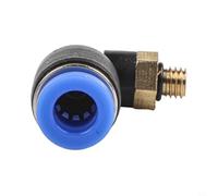 Raccord coudé pneumatique à connexion rapide - Connecteur de tube en forme de L - Laiton et plastique - Joint fileté rotatif à 360° pour systèmes 0,9 MPa - Noir (PL6-M5)