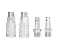 Raccord d'air 1/2in NPT, Coupleur Rapide Mâle Femelle 300PSI Acier | Acier traité thermiquement Six billes de verrouillage Manchon protecteur Corps à grand débit Outils pneumatiques 121°C