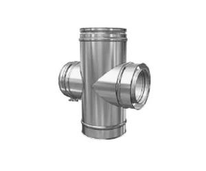 Raccord de conduit de fumée coudé à 90° avec raccord de trappe de nettoyage rond pour fioul et gaz - double paroi - Schiedel ICS 180 mm