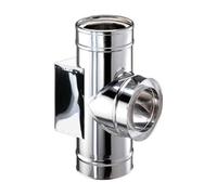 Raccord de conduit de fumée coudé à 90° avec raccord porte de nettoyage - double paroi - Schiedel ICS 300 mm