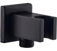 Raccord de douche coudé avec support, noir, laiton, raccord de tuyau carré 1/2 pouce, raccord de douche coudé avec support, raccord de sable