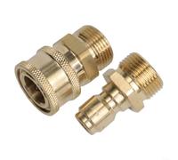 Raccord de nettoyeur haute pression en cuivre robuste à dégagement rapide 3/8" mâle vers raccord mâle M22 pour réparation de tuyau d'arrosage et connexion rapide avec finition dorée durable