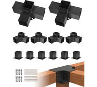 VEVOR Kit Support de Pergola, Lot de 12, Support de Poteau Bois 92x92 mm, Supports d'Angle à 3 Voies, à 4 Voies, 6 Bases de Poteaux, pour Poutres Bois Standard à Toit Plat, Banquet Fête en Plein Air