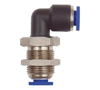Raccord de raccordement en L "série bleue" Mini M12 x 1,0, pour tuyau extérieur Ø 6 mm Charge maximale : 10 bars, plastique/laiton.
